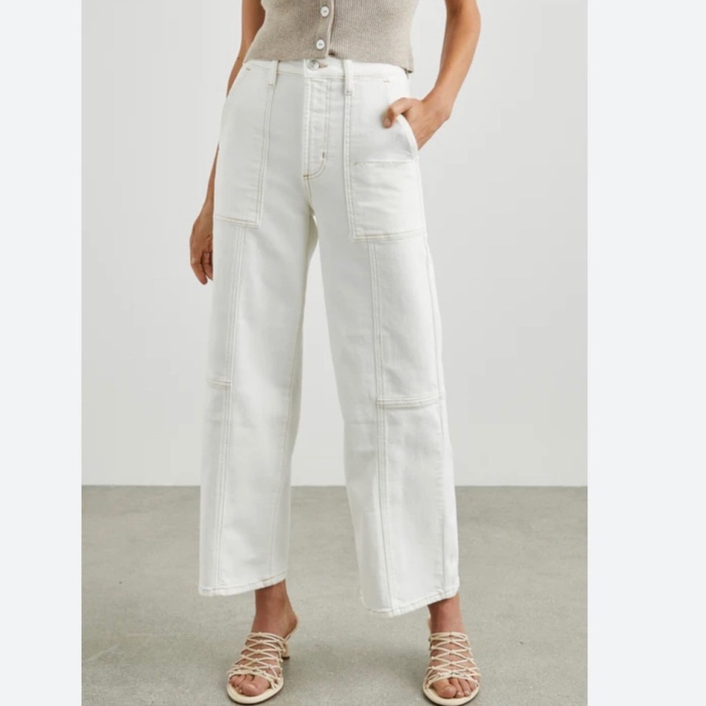Rails White Ankle Cropped Patch-Pocket Jeans
